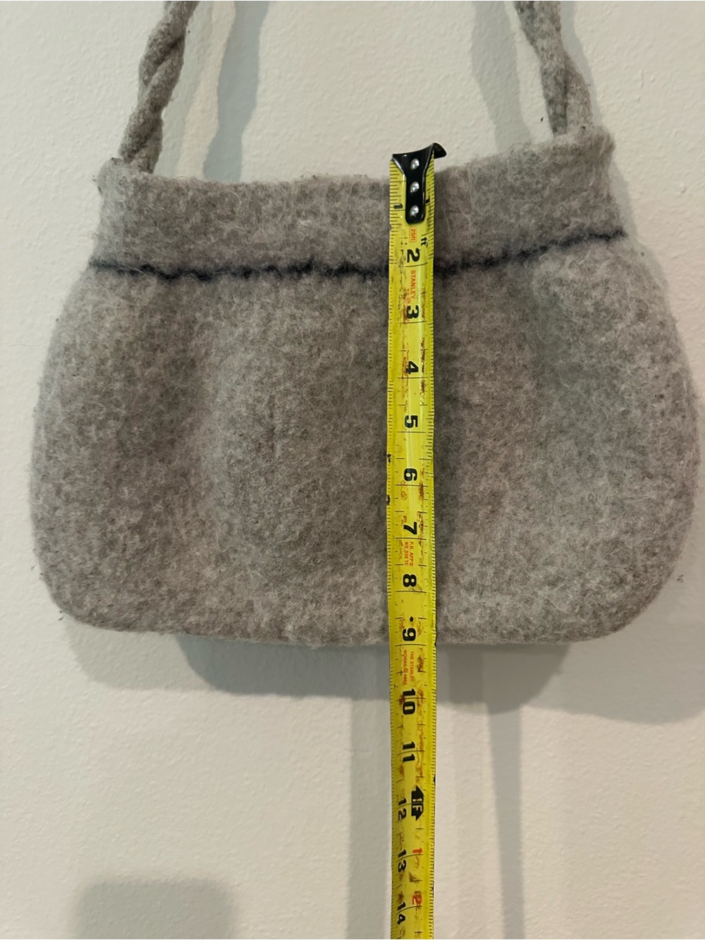 Handcrafted Felted Wool Rosette Shoulder Bag – Heather Grey - Picture 6 of 7